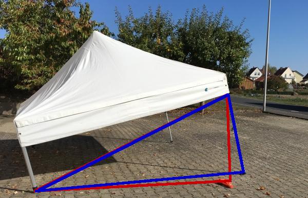 Faltpavillon Aufbau, wenn das Standbein klemmt.