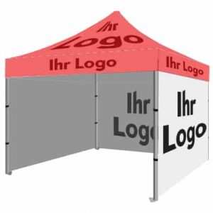 Faltpavillon Faltzelt mit Werbeaufdruck wir machen das